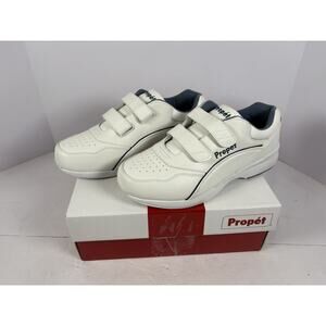 Propét Women's Tour Walker Strap II Sneaker,White/Blue, 11
